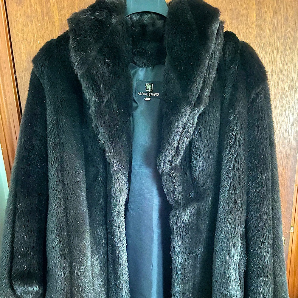 Brand New Black Alpine Studio Fur Coat